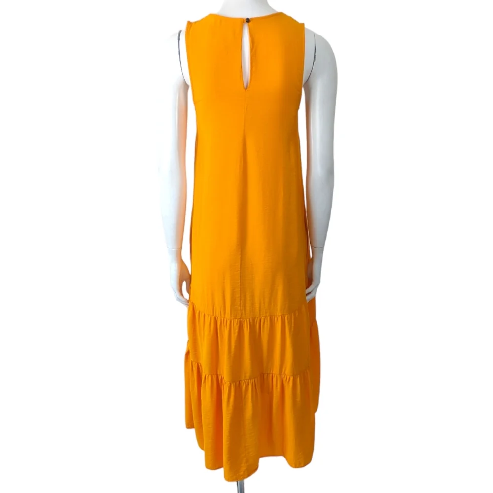 Anthropologie Maeve Marlene Maxi Dress Tiered Women XS Tangelo Orange Sleeveless - Picture 14 of 14